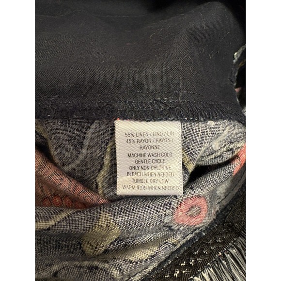 Ann Taylor Loft Linen Blend Shorts, Floral And Paisley, Fringe Hem, Blue, Medium - Picture 7 of 9